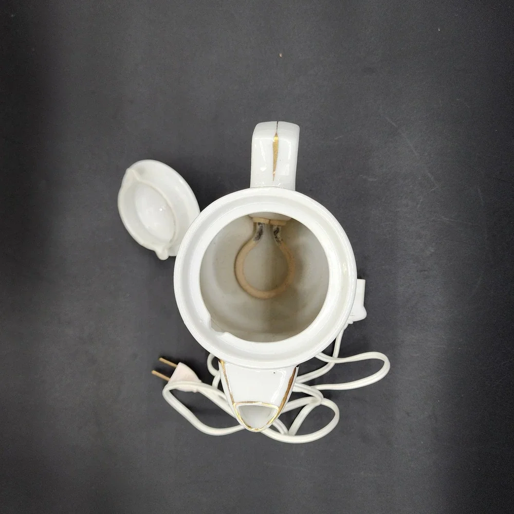 Royal Sealy Small‎ White Pink Rose VTG Electric Porcelain Teapot Japan Floral